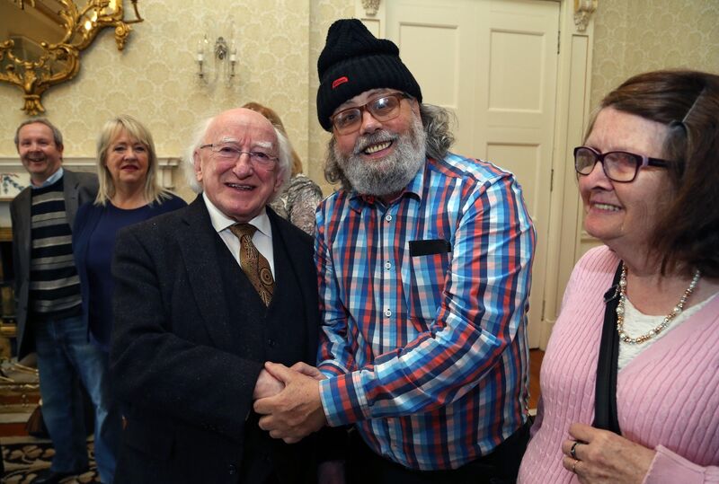 President Michael D Higgins in 2019 with survivors of the Christian Brothers in Lota, Glanmire,  Co. Cork, Aidan Walsh and Margaret Walsh. Picture: Colin Keegan, Collins Dublin