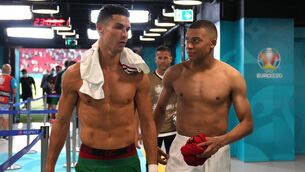 <p>Portugal's Cristiano Ronaldo speaks with France's Kylian Mbappe of France in the tunnel after their Euro 2020 Group F match in Budapest, Hungary, this week. Picture: Angel Martinez/Uefa/via Getty Images)</p>