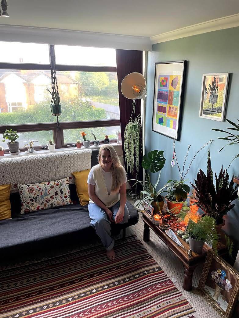 Deirdre Young in her favourite perch in her home.