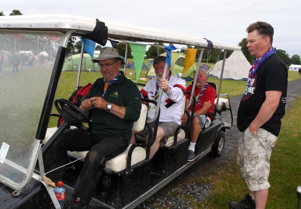 Cork Scout leader and convicted paedophile David Barry is pictured in the white jumper at Jamborí 2018. Cork Scout leader and convicted paedophile David Barry is pictured in the white jumper at Jamborí 2018.