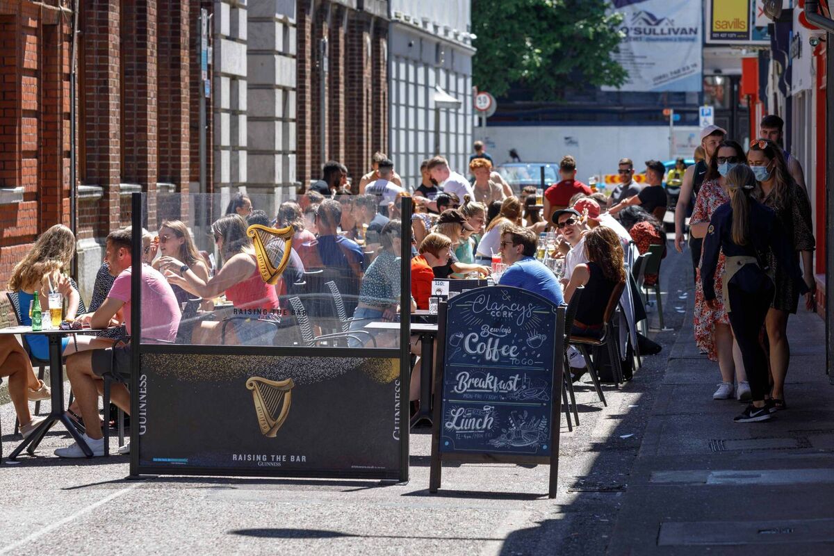 When the weather is good, the public flock to outdoor tables. Picture: Damian Coleman