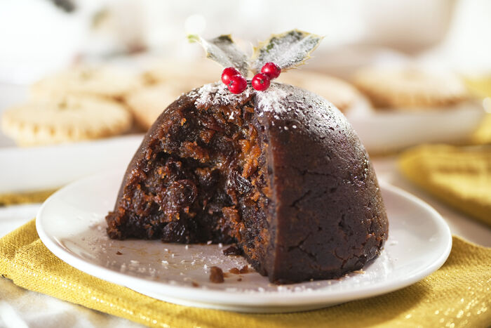 Plum pudding with Mrs Hanrahan's sauce