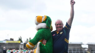 <p>GRIN AND BEAR IT: Offaly fan Ray Larkin celebrates after the Leinster SFC Round 1 win over Louth after extra time in Navan last Sunday. <span class="contextmenu emphasis CaptionCredit">Picture: David Fitzgerald/Sportsfile</span>
            </p>