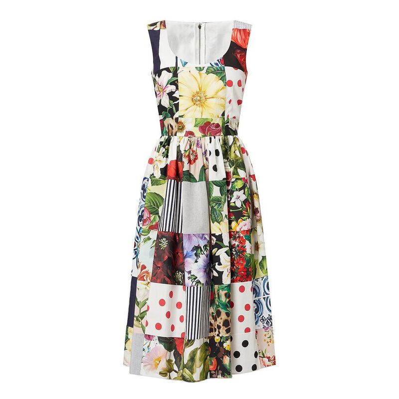 PATCHWORK MIDI DRESS, €1,850, Dolce &amp; Gabbana at Brown Thomas
