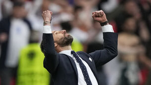 <p>Just as when they finally won a penalty shoot-out against Colombia in the 2018 World Cup Finals, it feels a step on a longer ladder that could finally see Gareth Southgate’s side reach their full potential, writes Chris Hatherall. (AP Photo/Frank Augstein, Pool)</p>