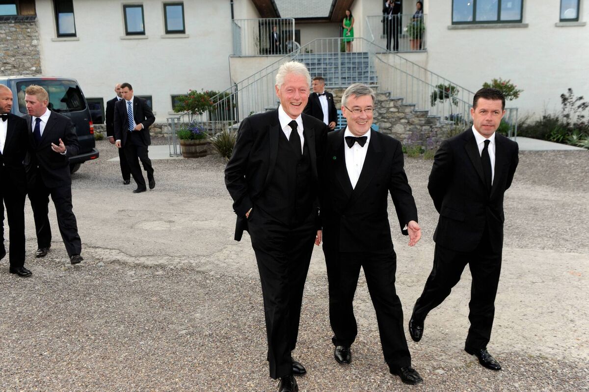 Former US President Bill Clinton at the Worldwide Ireland Funds dinner at Ballymaloe House in Cork in 2012 with then Funds President Kieran McLoughlin and chief executive and Declan Kelly. Picture Dan Linehan