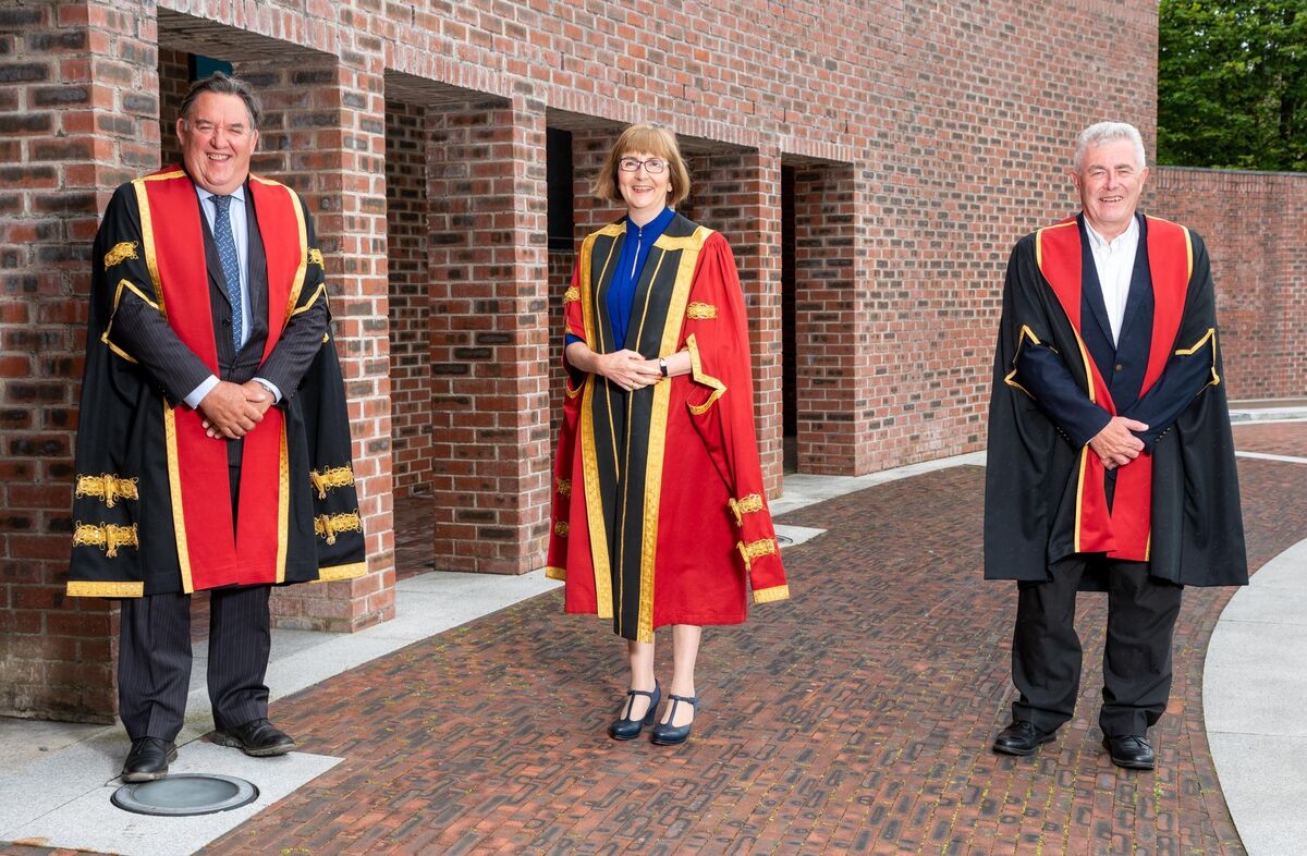 The Executive Chairman and Founder of Zenith Technologies, Mr Brendan O’Regan, has been selected as the first Honorary University Fellow of Munster Technological University. He is photographed with Prof. Maggie Cusack, MTU President, Bob Savage, Chair of MTU Governing Body, Vice President, Regional CIO for EMEA and Cork Site Leader Dell Technologies. Photo:  John Allen