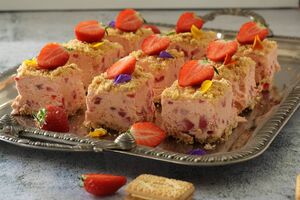 Strawberry and custard ice cream squares