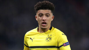 <p>File photo dated 13-02-2019 of Borussia Dortmund's Jadon Sancho. Issue date: Wednesday June 30, 2021. PA Photo. Manchester United have agreed a deal in principle to sign Jadon Sancho from Borussia Dortmund, the PA news agency understands. See PA story SOCCER Man Utd. Photo credit should read Adam Davy/PA Wire.</p>