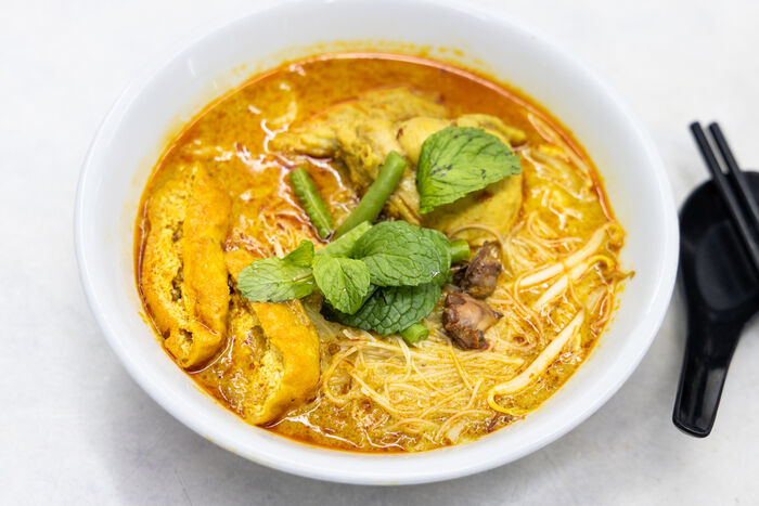 Singapore chicken and coconut laksa