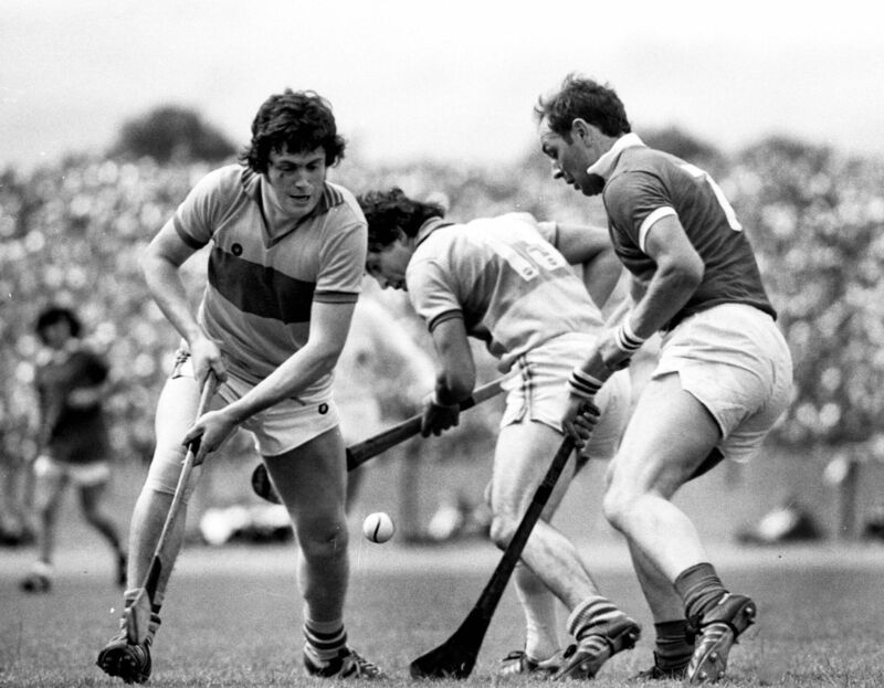 Cork half-back Denis Coughlan (right) tussles with Clare's Martin McKeogh and Pat O'Connor during the 1978 Munster Senior Hurling final. Picture: Irish Examiner Archive
