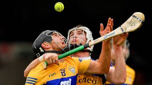 <p>EYES ON THE PRIZE: Clare’s David Reidy and Tipperary’s keep their full focus on the sliotar during Sunday’s Munster SHC semi-final at LIT Gaelic Grounds. 	<span class="contextmenu emphasis CaptionCredit">Picture: Ray McManus/Sportsfile</span>
            </p>