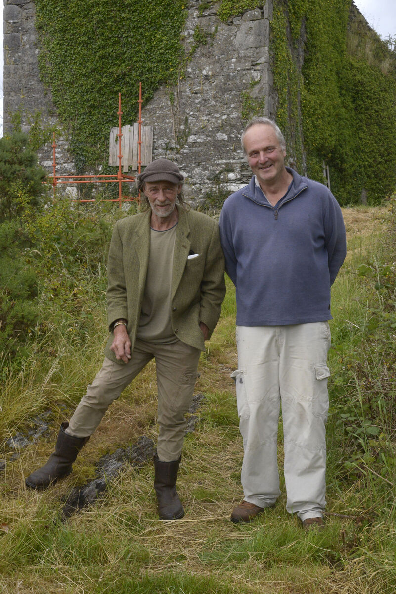 Pictured at Carrignacurra Castle, Inchigeela, Cork The castle is the last known standing castle of the O'Leary clan and pictured was Martin O'Flynn and Tony Miller project Archaeologist. Picture Denis Boyle Pictured at Carrignacurra Castle, Inchigeela, Cork The castle is the last known standing castle of the O'Leary clan and pictured was Martin O'Flynn and Tony Miller project Archaeologist. Picture Denis Boyle