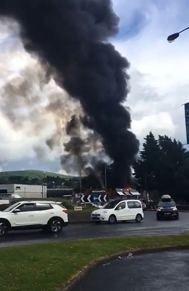 O'Doherty and Sons Coffin and Casket manufacturers in Railway Street, Strabane was hit by lightning. Picture @BernieMullen