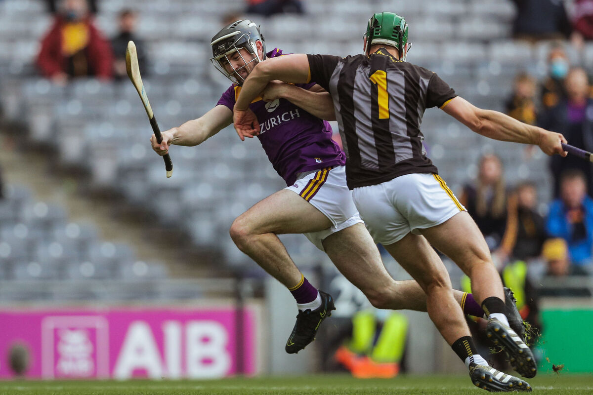 Wexford’s Connal Flood is fouled by Eoin Murphy of Kilkenny. Picture: INPHO/Brian Reilly-Troy