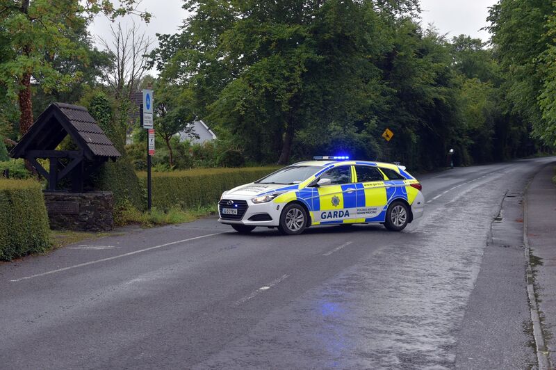 A garda patrol car near the scene of the accident this morning. Picture: Don MacMonagle