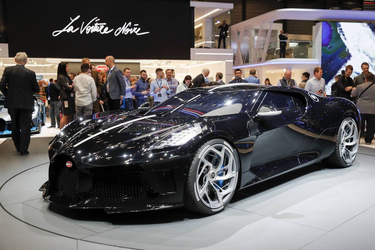 The Bugatti Automobiles SAS La Voiture Noire ultra luxury automobile sits on display on the opening day of the 89th Geneva International Motor Show in Geneva, Switzerland, on Tuesday, March 5, 2019. Picture: Stefan Wermuth/Bloomberg