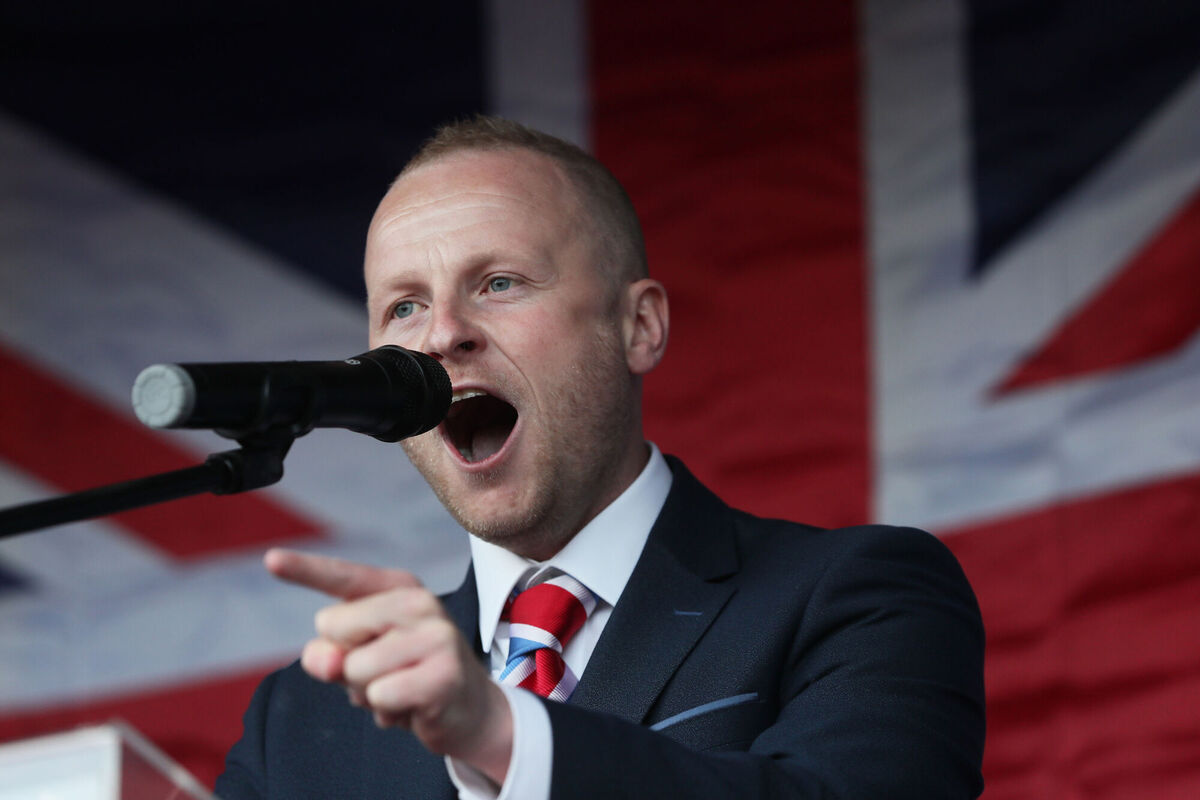 Loyalist blogger Jamie Bryson speaks at a Loyalist protest in Newtownards, County Down, against the Northern Ireland Protocol. Loyalist blogger Jamie Bryson speaks at a Loyalist protest in Newtownards, County Down, against the Northern Ireland Protocol.