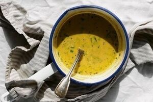 Potato, carrot and wild garlic soup
