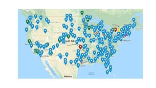 <p>Tom Coyne's playing map for A Course Called America</p>
