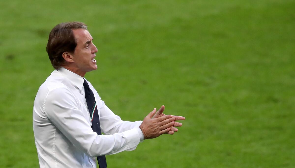 Italy manager Roberto Mancini gestures on the touchline during the Euro 2020 semi final against Spain on Tuesday Italy manager Roberto Mancini gestures on the touchline during the Euro 2020 semi final against Spain on Tuesday