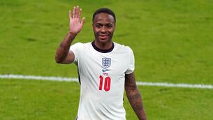 <p>England’s Raheem Sterling celebrates winning the UEFA Euro 2020 semi final match at Wembley Stadium, London. Picture  : Mike Egerton/PA Wire.</p>