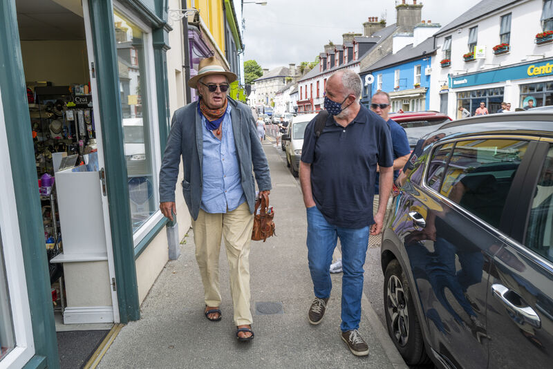  Ian Bailey speaking with Irish Examiner special correspondent Michael Clifford at they walk down the main street in Schull, West Cork. Picture: Dan Linehan