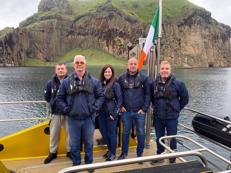 Thunder Child II crew off Vestmannaeyjar island south of Iceland shortly before crossing the finish line for their new world record Thunder Child II crew off Vestmannaeyjar island south of Iceland shortly before crossing the finish line for their new world record