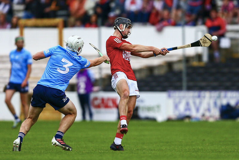 Cork's Padraig Power and Dublin's Andrew Dunphy. Picture: INPHO/Ken Sutton