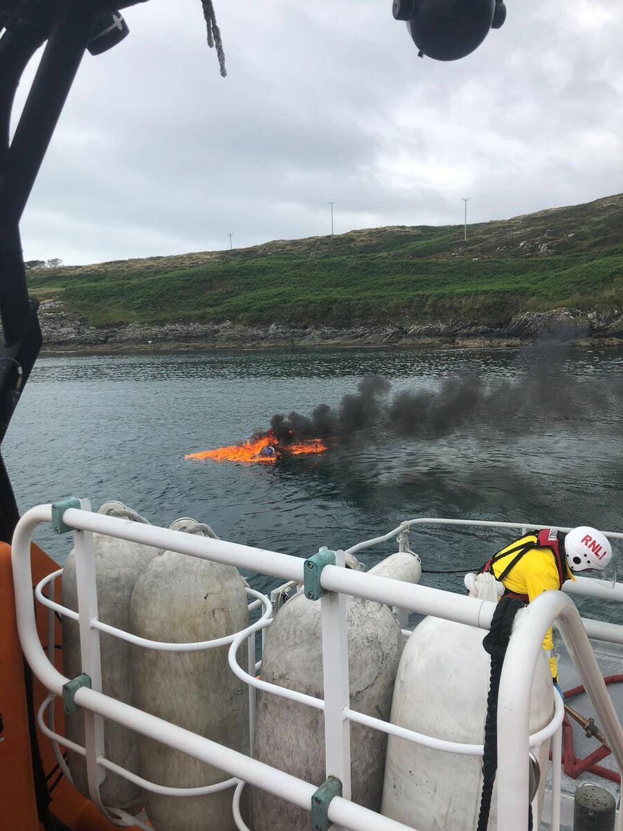 Baltimore RNLI tackled the blaze on the boat. Picture: Sean McCarthy