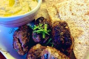 Spicy beef koftas with courgette and yoghurt salad