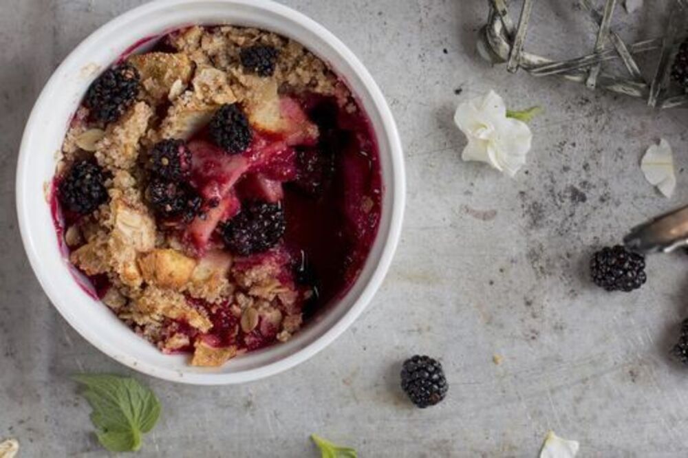 Blackberry and apple crumble