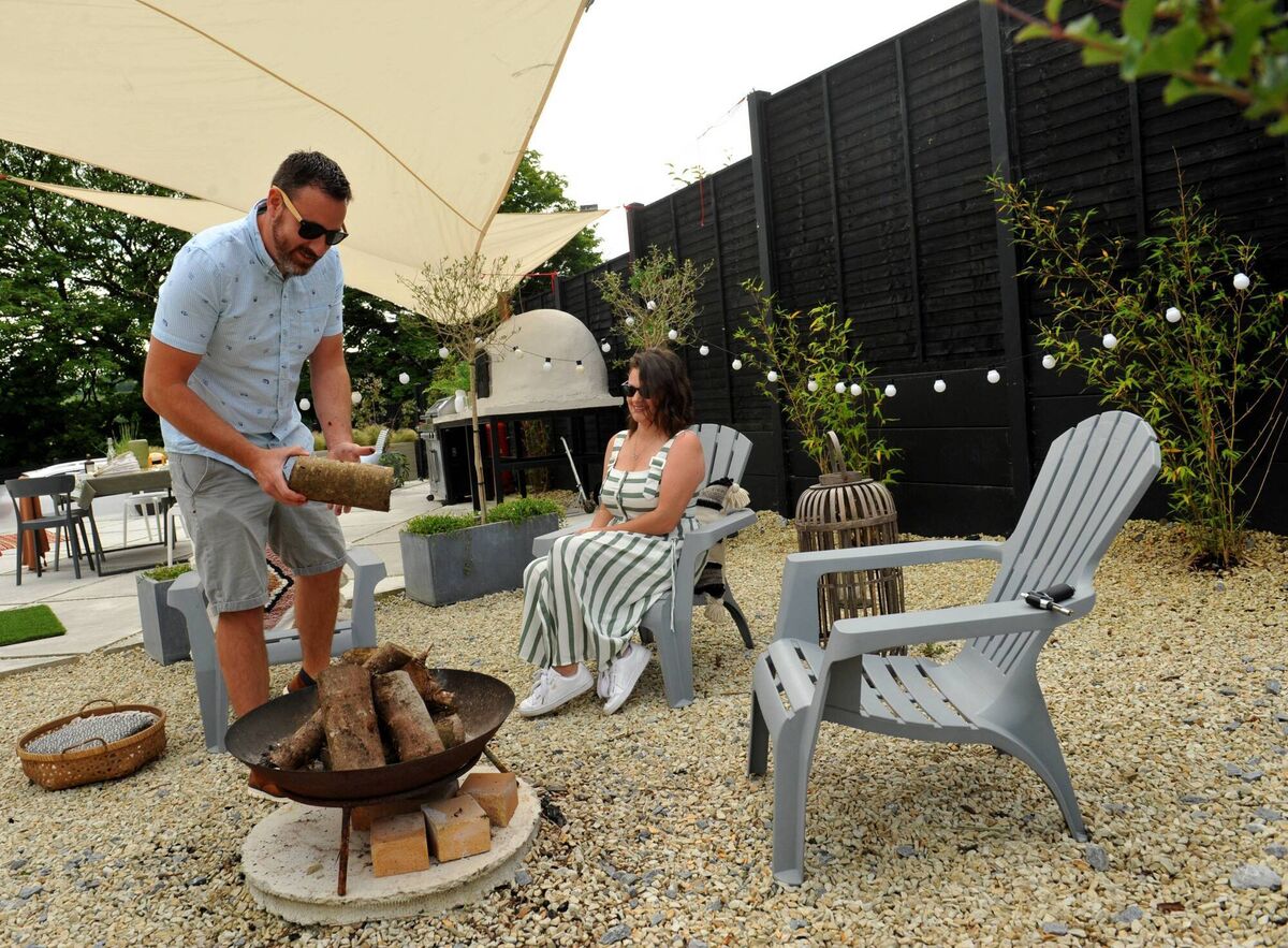 The fire pit and seating area at the Reids' home. The fire pit and seating area at the Reids' home.