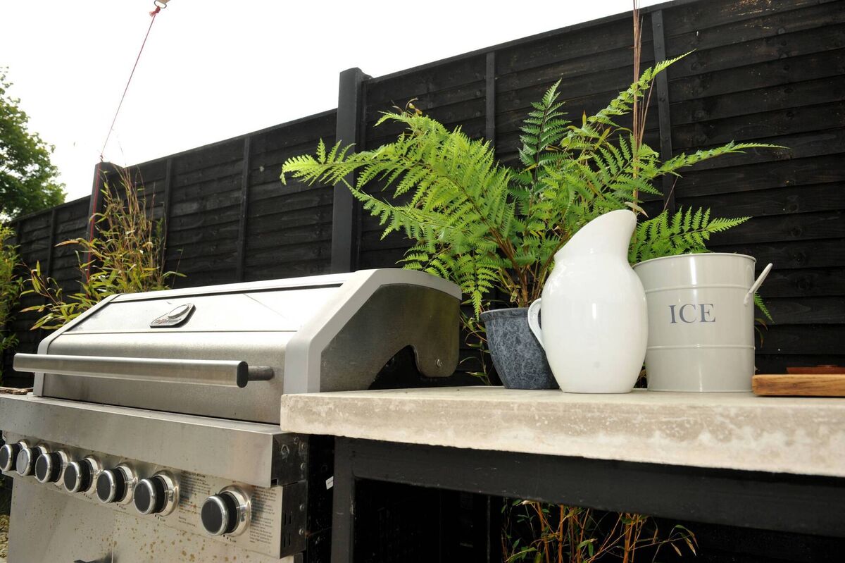 Concrete tabletop/counter on a black steel frame. Picture: Larry Cummins Concrete tabletop/counter on a black steel frame. Picture: Larry Cummins