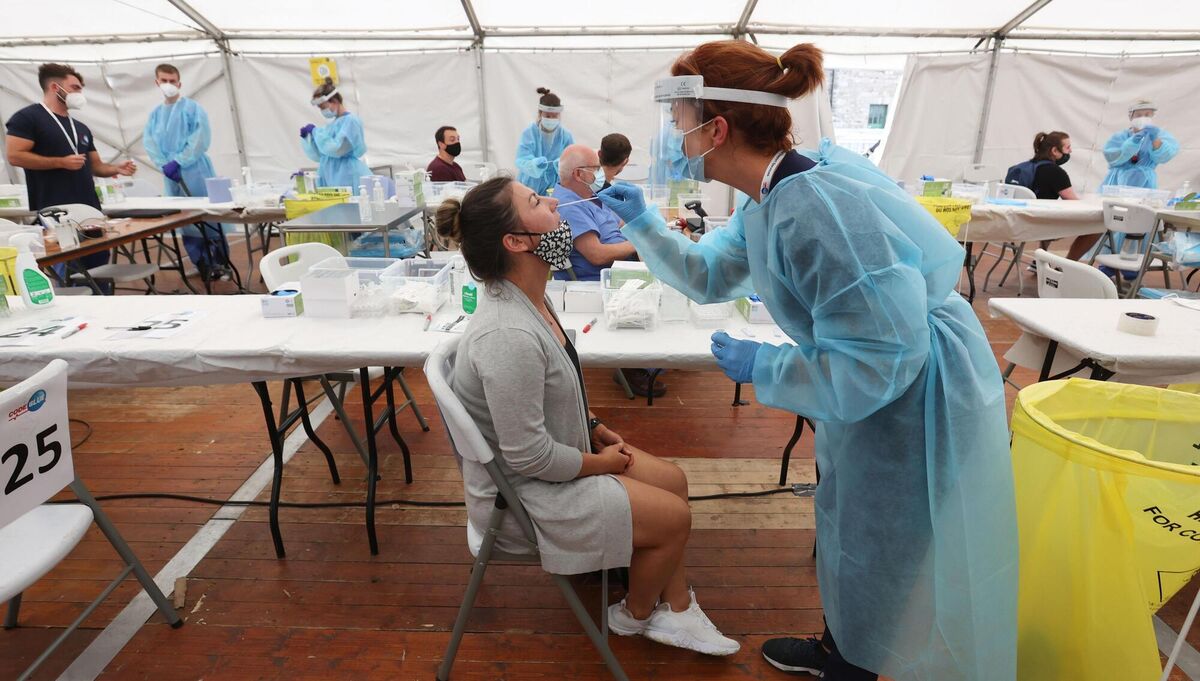 A concert-goer getting swabbed in Collins Barracks, Dublin, where a rapid Covid antigen testing station has been set up ahead of a pilot festival in Kilmainham. Picture: Sam Boal / RollingNews.ie A concert-goer getting swabbed in Collins Barracks, Dublin, where a rapid Covid antigen testing station has been set up ahead of a pilot festival in Kilmainham. Picture: Sam Boal / RollingNews.ie
