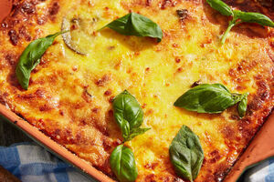Cheesy tomato and aubergine bake