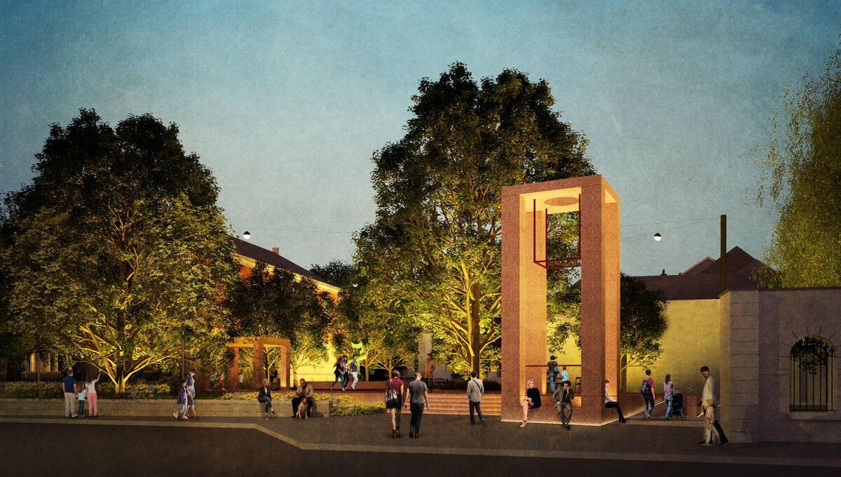 The entrance to Bishop Lucey Park on South Main Street under the new project.