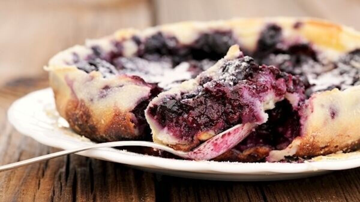 Blackcurrant and blackberry clafoutis