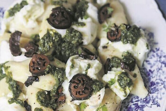 Homemade Gnocchi with Mozzarella, pickled walnuts and lemon dressing