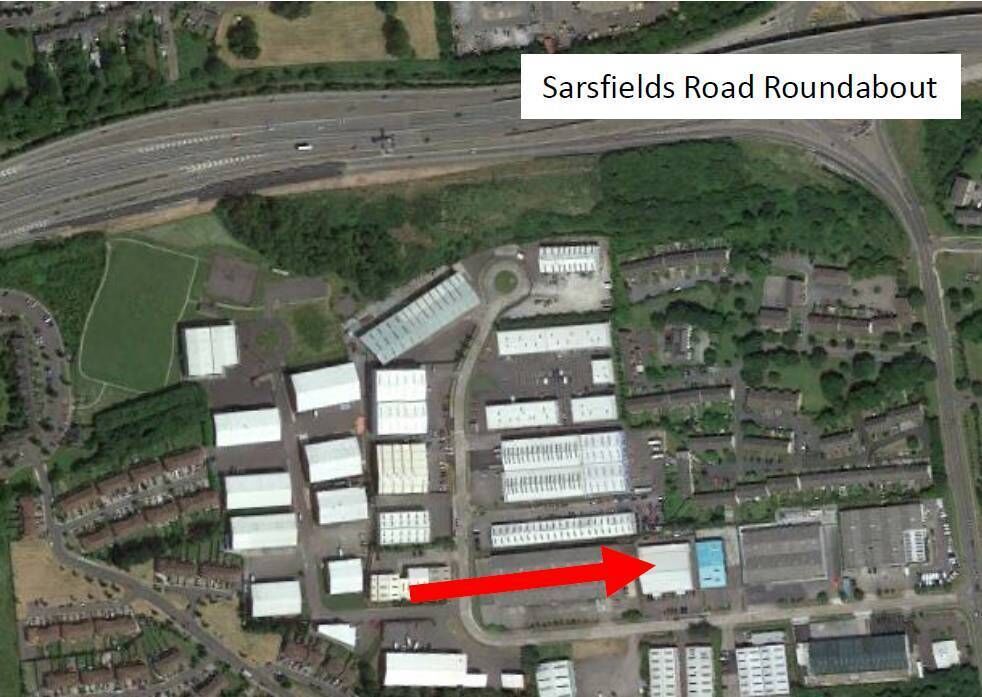 Aerial view of Unit 3A, Doughcloyne Industrial Estate, Sarsfields Road. 