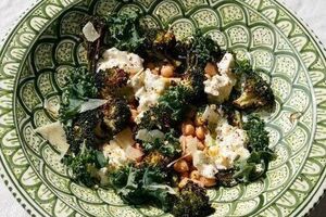 Charred broccoli, kale, chickpeas and Ricotta