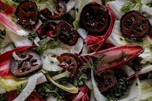 Roasted radicchio with balsamic vinegar and goat's cheese