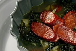 Cabbage broth with chorizo