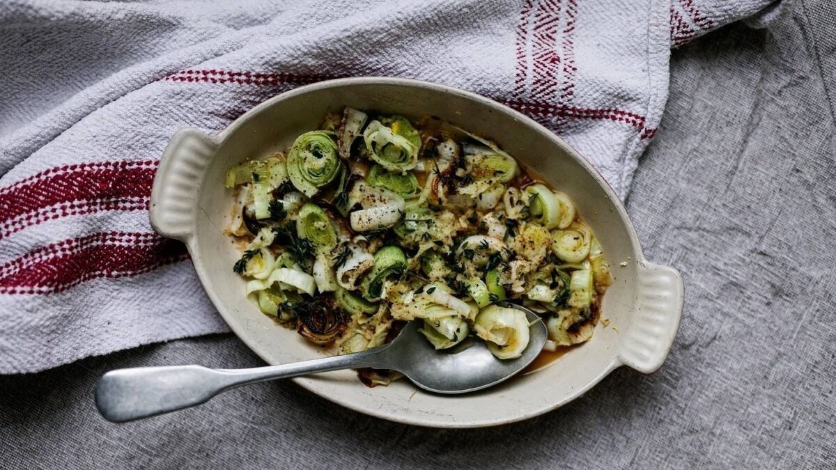 Ginger braised leeks﻿