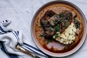 Lamb steaks with parsnip mash