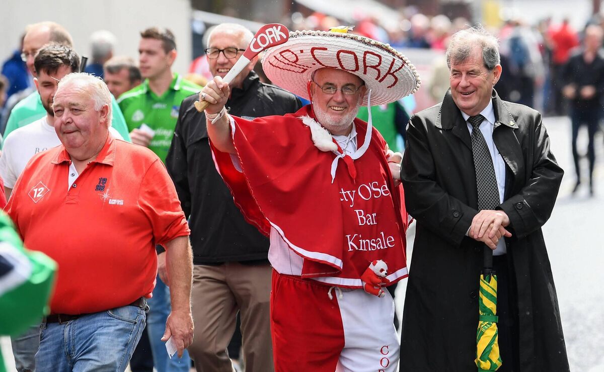 Cork supporter Cyril Kavanagh with JP McManus in 2018. Photo by Stephen McCarthy/Sportsfile