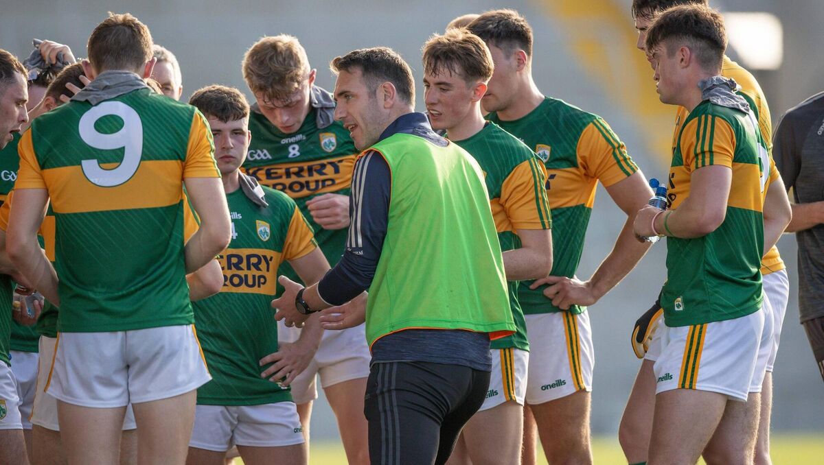 MAIN MAN: Declan O’Sullivan urges on his players during a water break at Pairc Ui Chaoimh.