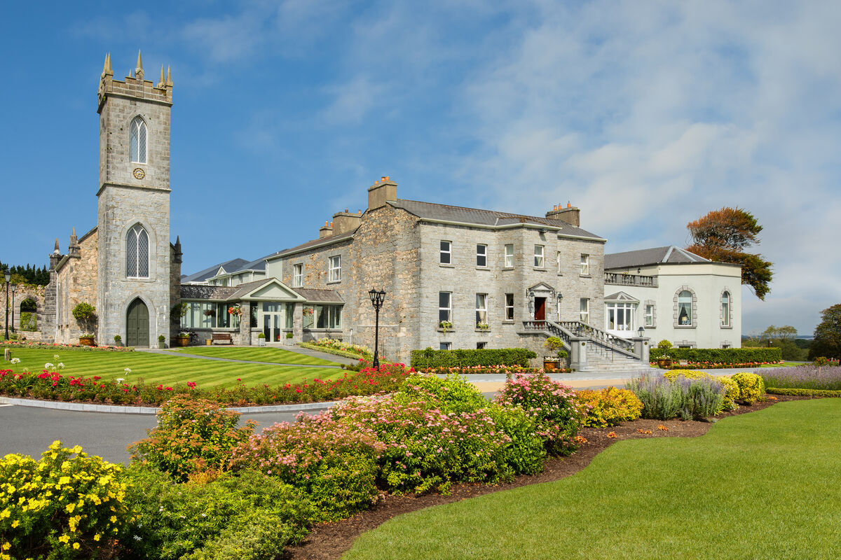 The exterior of Glenlo Abbey Hotel.