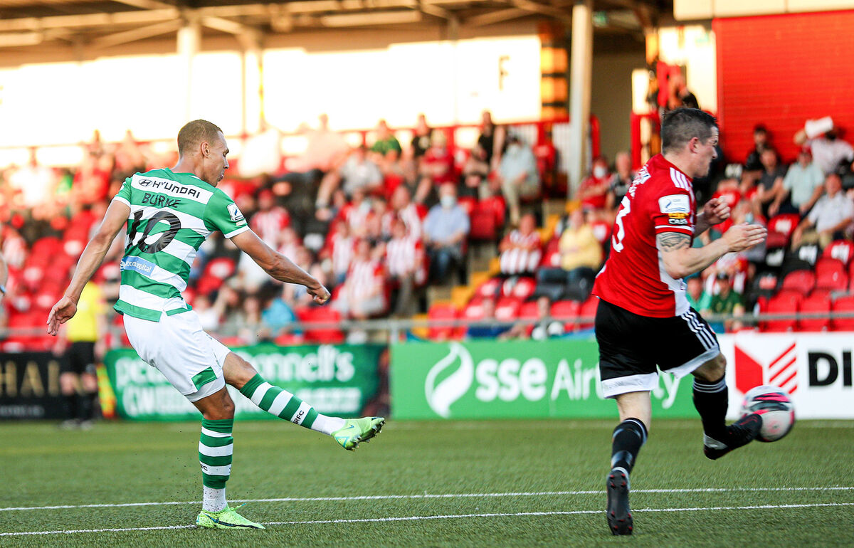 Graham Burke scores a goal. Picture: INPHO/Tommy Dickson