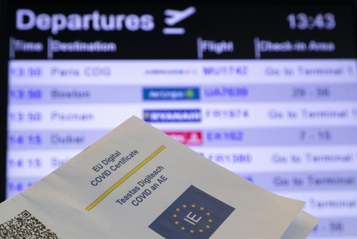 An EU Digital Covid Certificate pictured at Dublin Airport. Picture: Colin Keegan/ Collins Dublin
